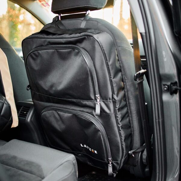Black seat organizer layzee bag in car